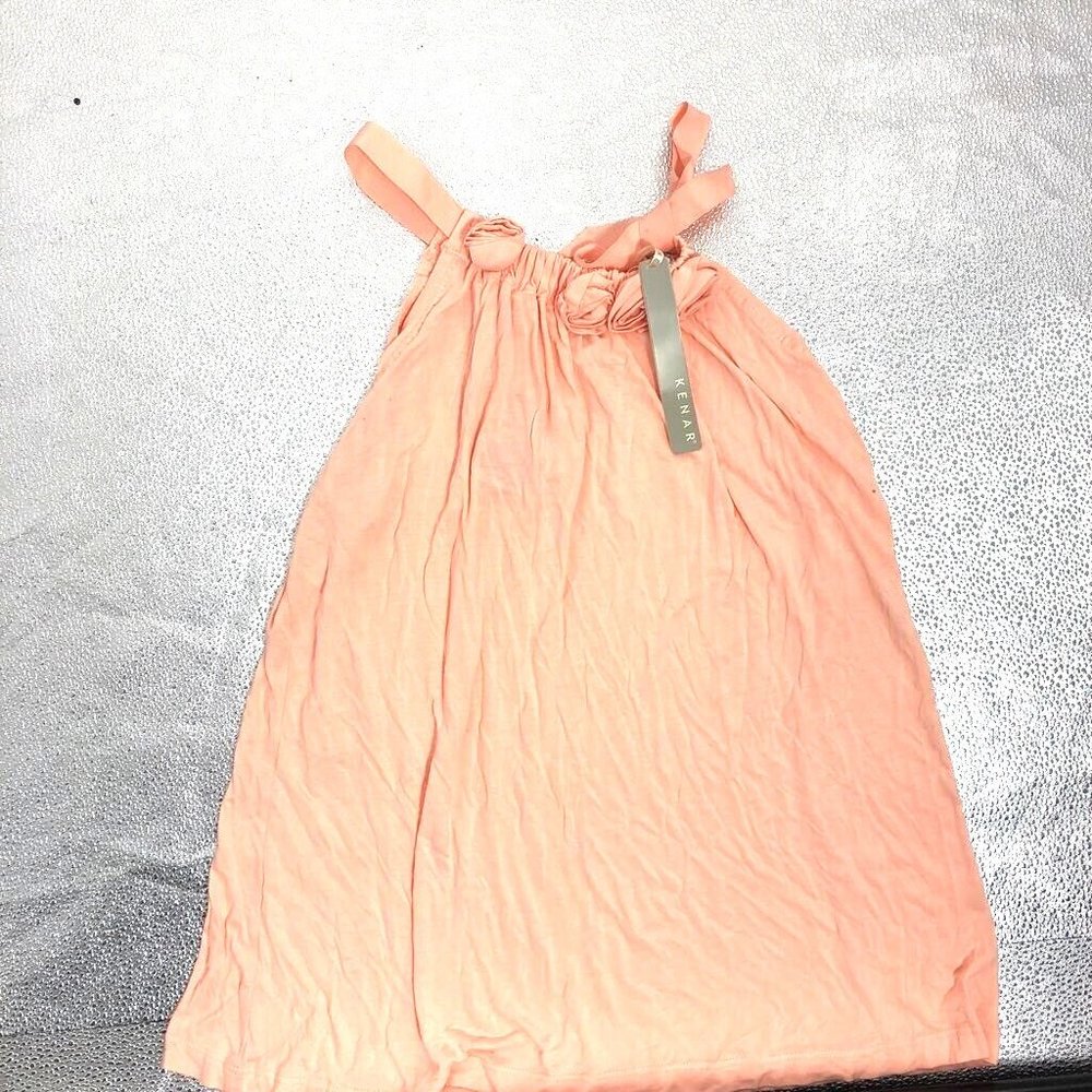 Kenar Womens A Line Dress Coral Square Neck Sleeveless Flower Pullover M New